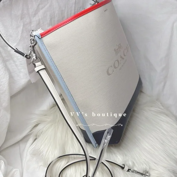 NWT Coach Mollie Bucket Crossbody Bag Colorblock Canvas Natural Multi CA201 - Picture 4 of 10